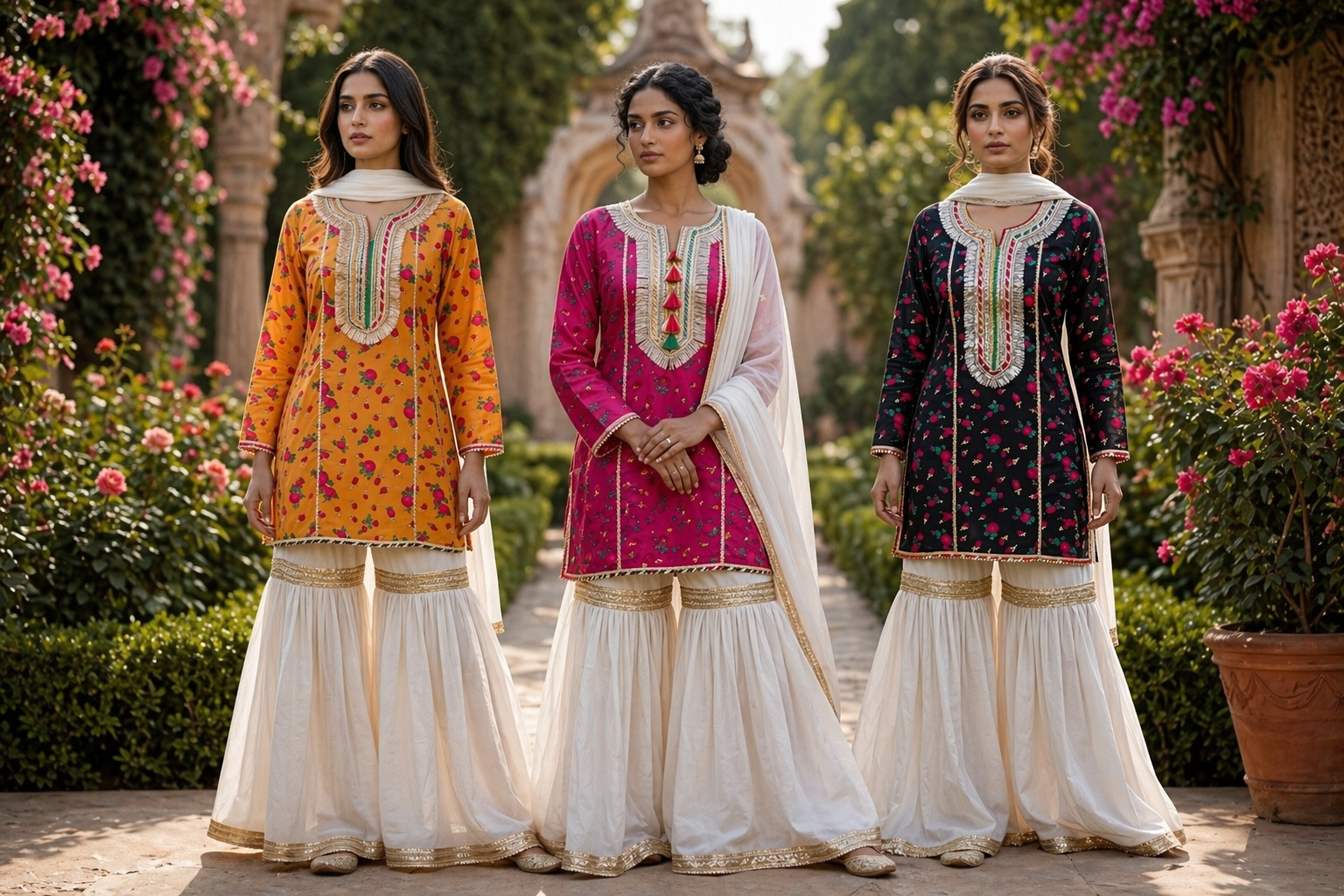 Cheent Gotta Gharara - Navy & Gold